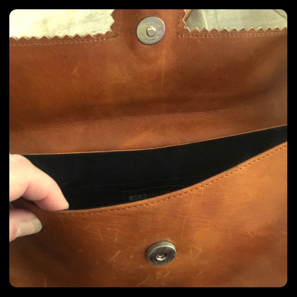 BCBG light brown leather clutch